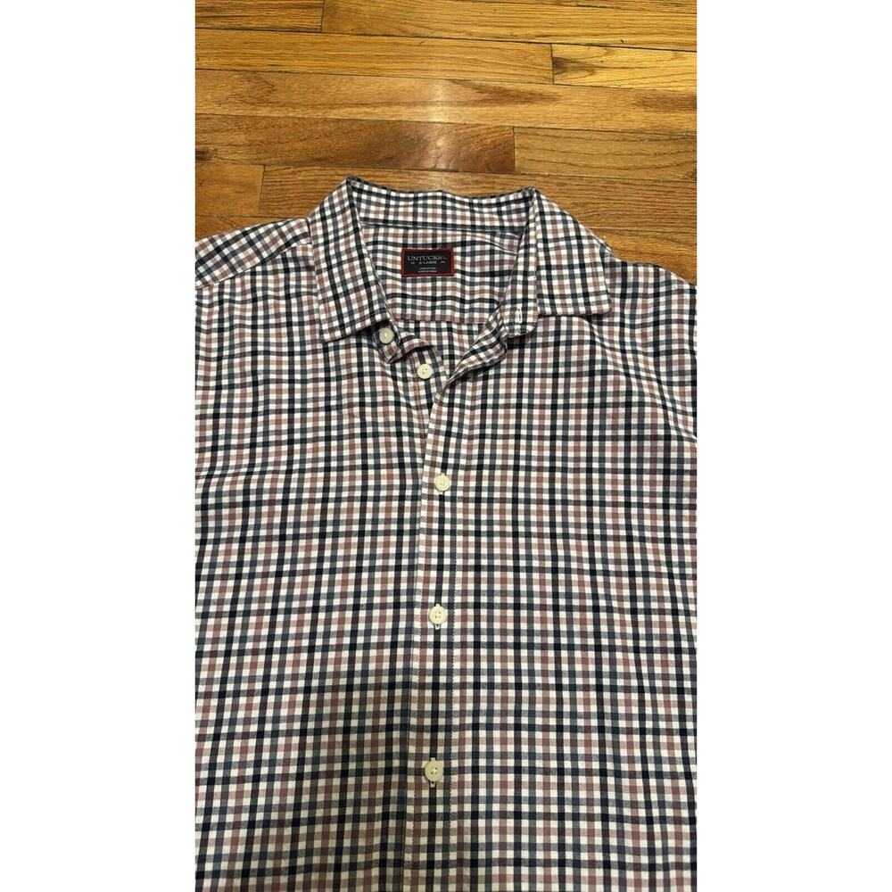 Untuckit Cascina Long Sleeve Button Up Shirt Men's Regular Fit X-Large Blue Mauv - Picture 9 of 9